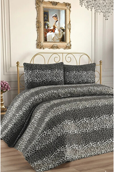 Çeyiz Merkezi Ultrasonik Kapitone Desenli Yatak Örtüsü - Çift Kişilik LEOPAR GRİ