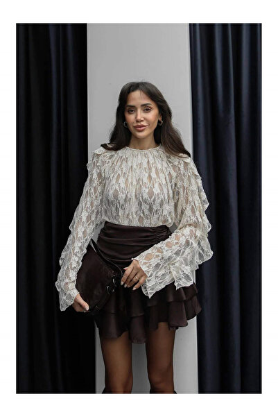 Coral Ruffled Lace Blouse 70254 Ecru