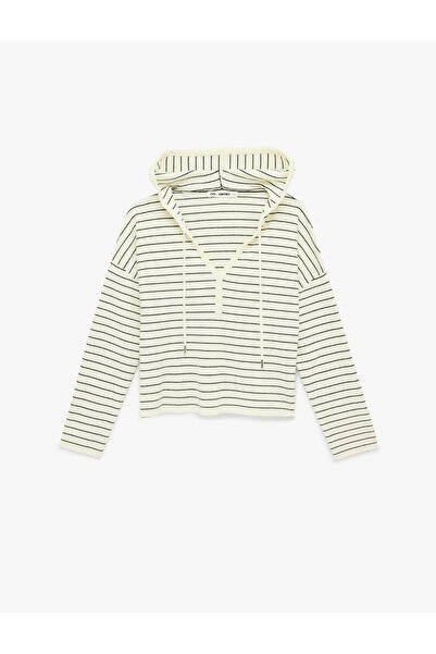 Koton Koyun Yünü Karışımlı Düğmeli Uzun Kollu Kapüşonlu Sweatshirt