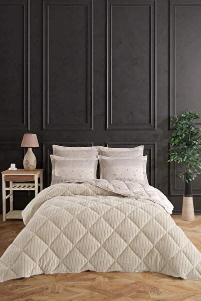 Çeyiz Merkezi Wellsoft Uyku Seti Çift Taraflı Jakarlı 4 Parça - Çift Kişilik TAŞ