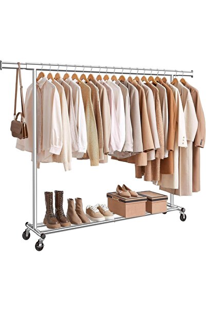 SONGMICS Clothes rack with wheels, extendable 160–200 cm, metal, load capacit...
