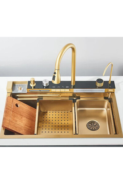 Vivendo Chiuveta multifunctionala cu 2 cascade cu accesorii incluse, afisaj d...