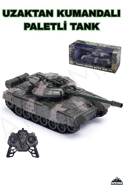 Apexma Oyuncak 2.4GHz Uzaktan Kumandalı Paletli Rc Tank Şarjlı Işıklı Sesli G...