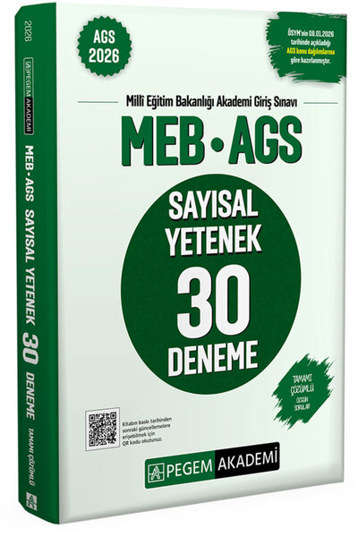 Pegem Akademi Yayıncılık 2026 MEB AGS Sayısal Yetenek 30 Deneme Tamamı Çözümlü