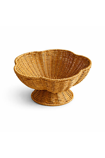 BehaHome Doğal Hasır Ayaklı Meyve Sepeti 28 cm – Dekoratif Sunum ve Mutfak Dü...