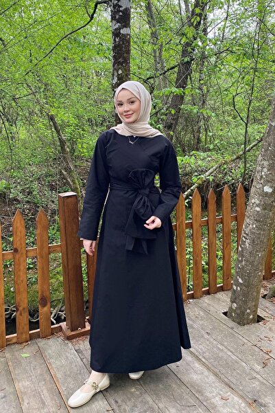SİNDAL BAGLAMALI ELBİSE 31-2255 - SİYAH