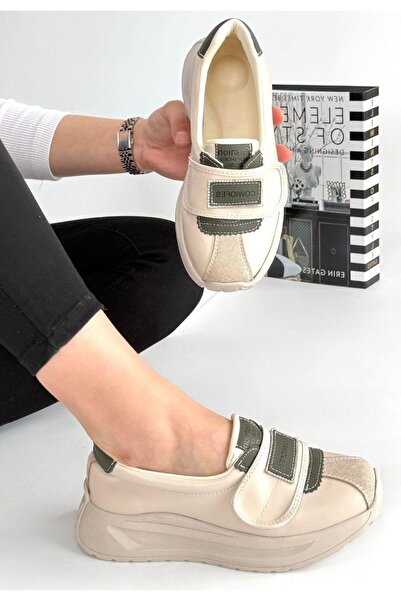 Etna Kadın Cırtlı Babet Spor 4 Cm Kalın Taban Ortapedik Spor Ayakkabı