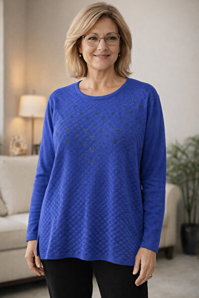 Sarıay Triko Yellow Mercerized Crew Neck Sweater