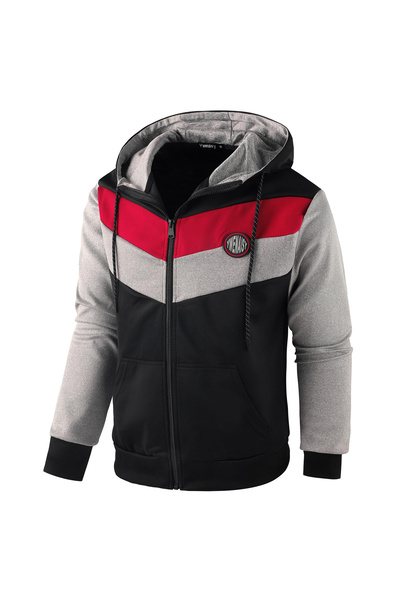 OEM Men's Hoodie - Sports, Training, Zipper, Breathable Material - Gray, Size L