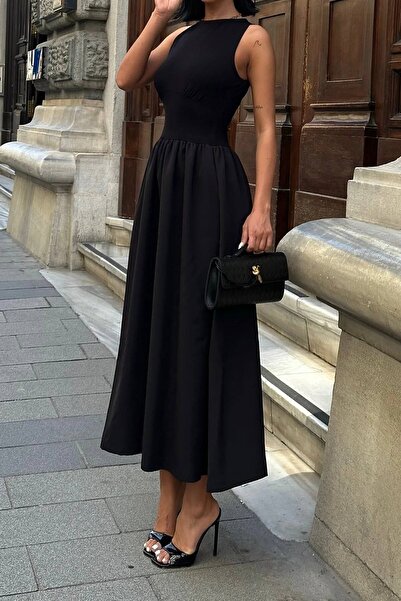 SEVENLINE Women's Stretchy Viscose Under-Atlas Woven Sleeveless Midi Dress