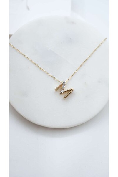 Jerie Minimal M Harf Kolye