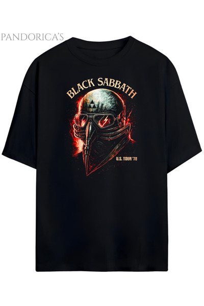 Grafftee Clothing Tricou unisex din bumbac cu design Black Sabbath al lui Pan...