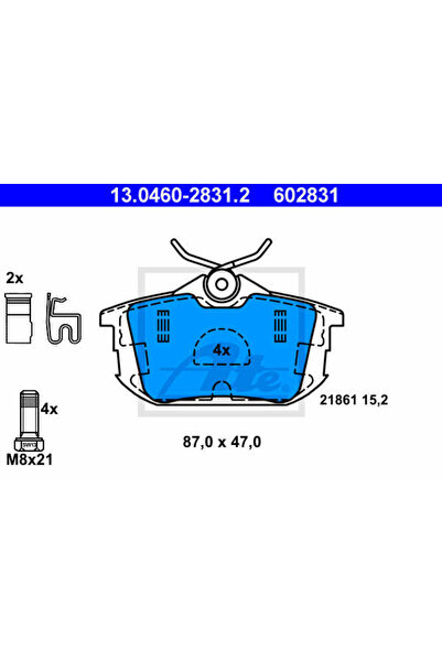 Ate Σετ τακάκια φρένων, δισκόφρενο 13.0460-2831.2 Mitsubishi Carisma/Carisma ...