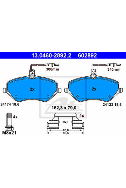 Ate Set plăcuțe de frână, frână cu disc 13.0460-2892.2