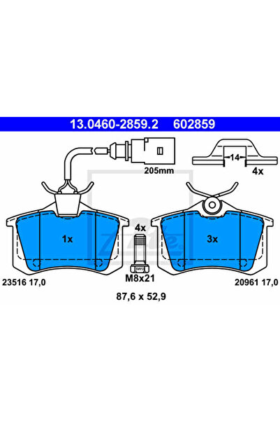 Ate Set plăcuțe de frână, frână cu disc 13.0460-2859.2