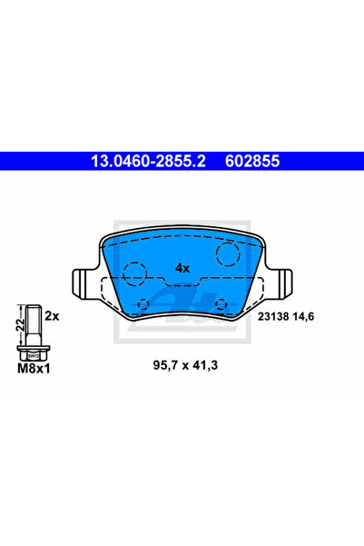 Ate Σετ τακάκια φρένων, δισκόφρενα 13.0460-2855.2