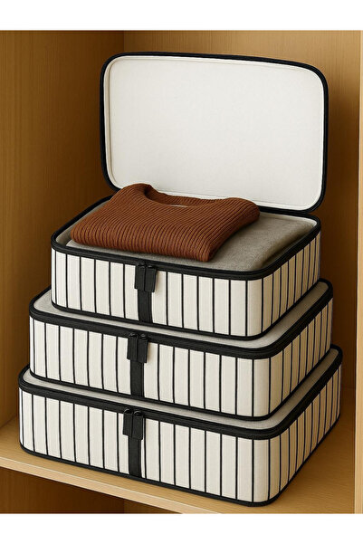 LOREMPBOX 3'lü Fermuarlı Hurç Organizer Seti Dolap İçi Düzenleyici Saklama M-...