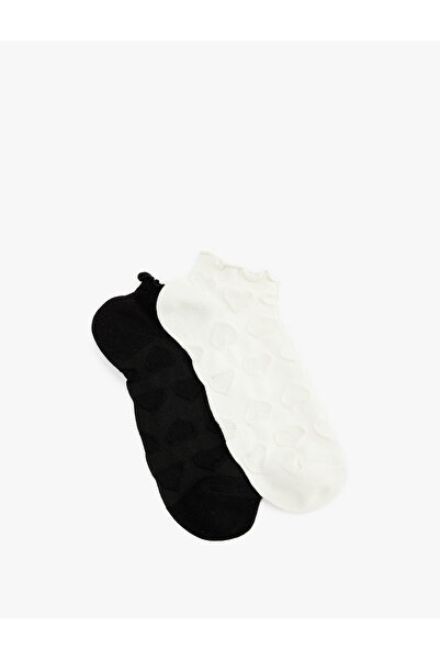 Koton Kalp Dokulu Pamuklu Fırfırlı Çok Renkli 2'li Patik Çorap Seti