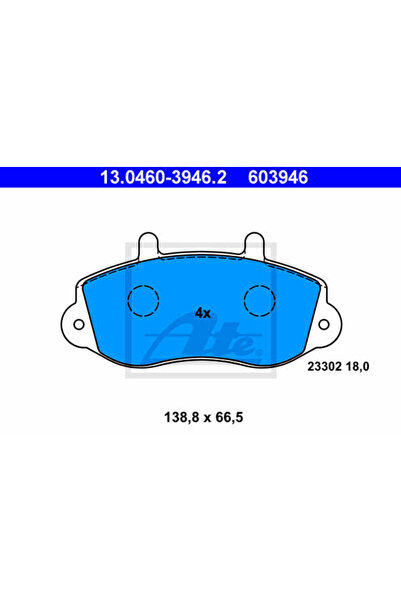 Ate Σετ τακάκια φρένων, δισκόφρενα 13.0460-3946.2