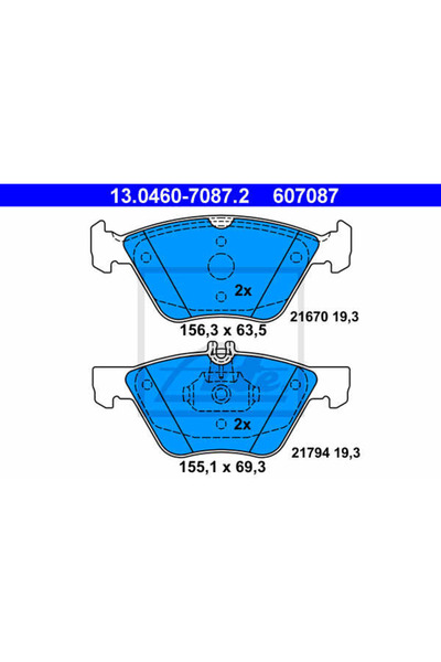 Ate Σετ τακάκια φρένων, δισκόφρενα 13.0460-7087.2