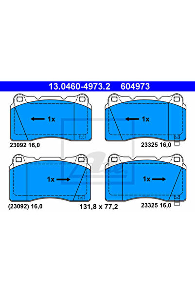 Ate Σετ τακάκια φρένων, δισκόφρενα 13.0460-4973.2