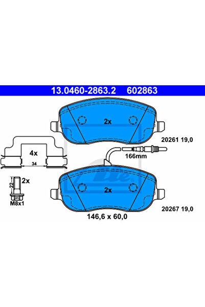 Ate Set plăcuțe de frână, frână cu disc 13.0460-2863.2