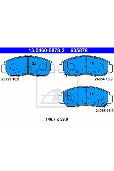 Ate Σετ τακάκια φρένων, δισκόφρενα 13.0460-5878.2