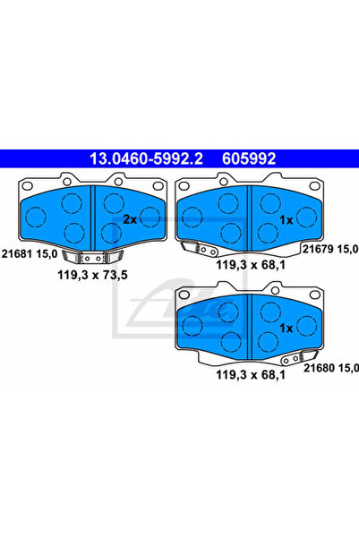 Ate Σετ τακάκια φρένων, δισκόφρενα 13.0460-5992.2