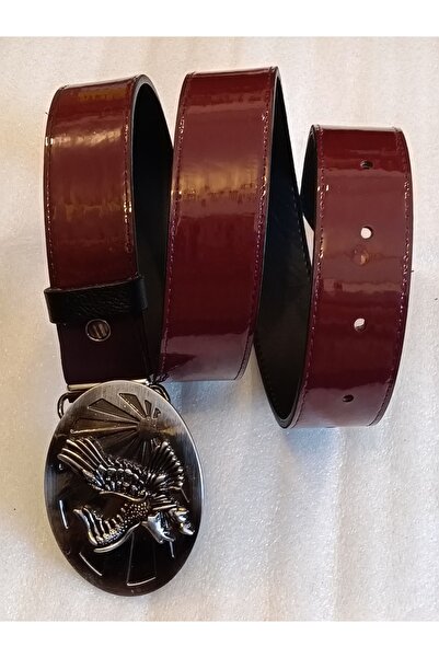 Butik Tülin Unisex Authentic Faux Leather Patent Leather Burgundy Black Doubl...