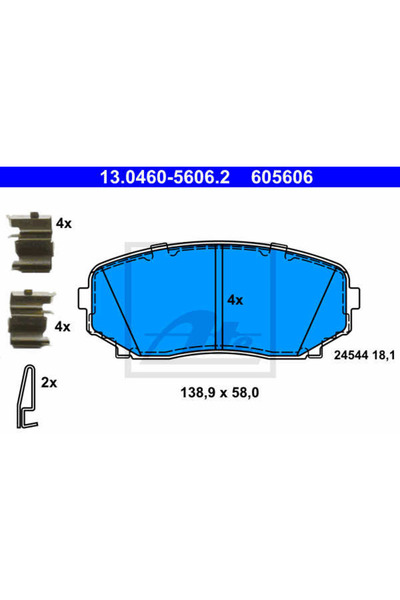 Ate Σετ τακάκια φρένων, δισκόφρενα 13.0460-5606.2