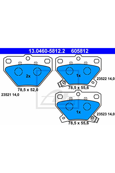 Ate Комплект спирачни накладки, дискови спирачки 13.0460-5812.2