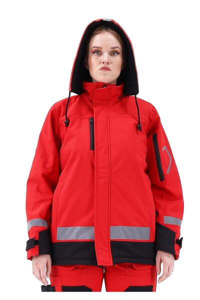 Frekans İş Güvenliği İş Kıyafetleri Safesawa Arrowstar Softshell Thick Unisex Coat Red 2020
