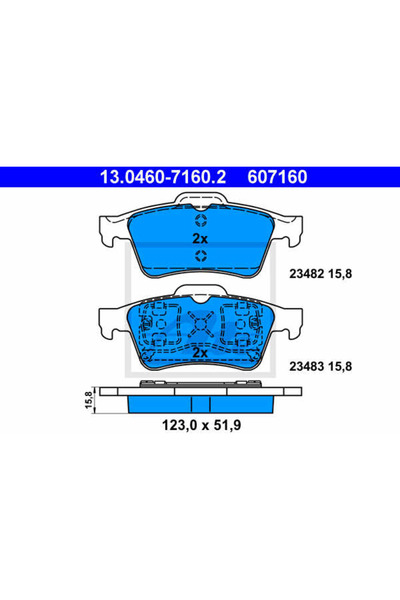 Ate Σετ τακάκια φρένων, δισκόφρενα 13.0460-7160.2