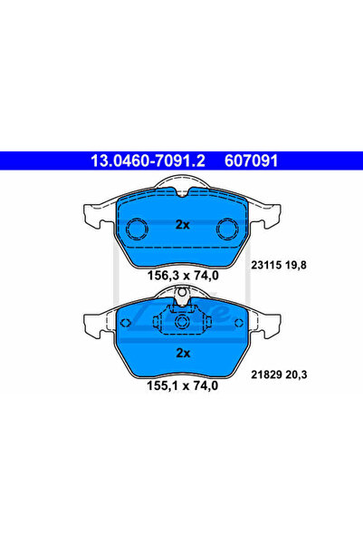 Ate Σετ τακάκια φρένων, δισκόφρενα 13.0460-7091.2