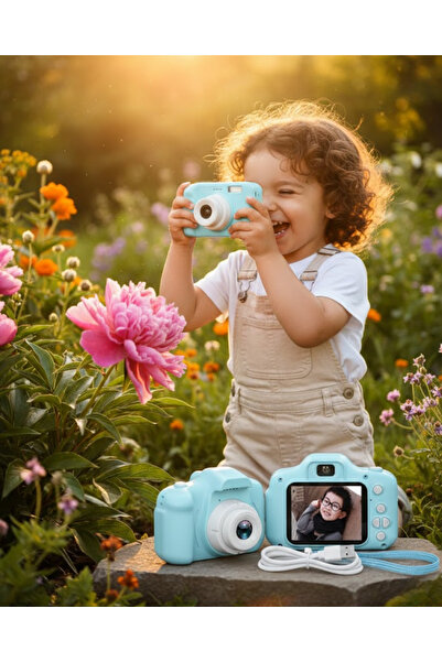 Tekno dean 2026 Mavi Kompakt Mini Kamera HD Video ve Fotoğraf Çekim Özellikli Şarjlı Model