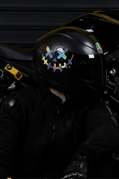 pinlock Motorcycle X Smiley Face Helmet Sticker Neon Color