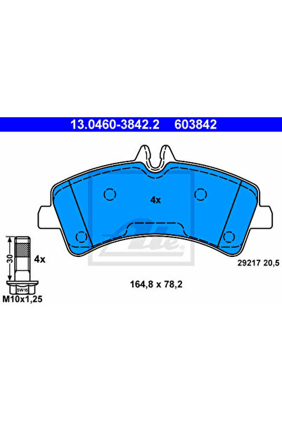 Ate Σετ τακάκια φρένων, δισκόφρενα 13.0460-3842.2