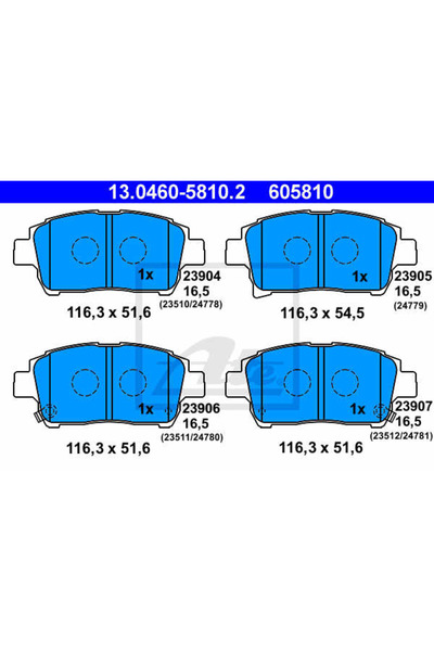 Ate Σετ τακάκια, Δισκόφρενα 13.0460-5810.2 Toyota Celica Cupe/Corolla/Corolla...