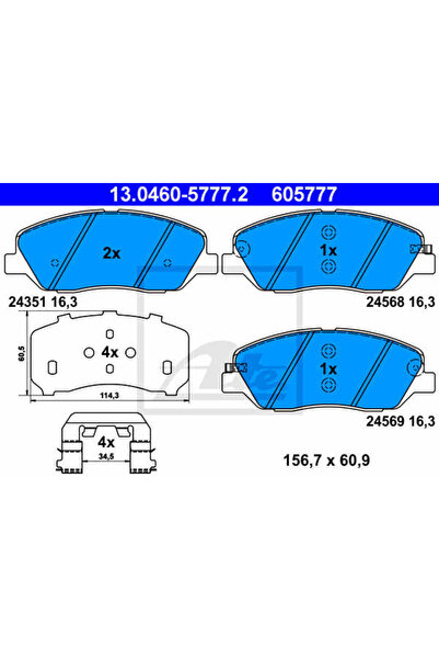 Ate Set plăcuțe de frână, frână cu disc 13.0460-5777.2