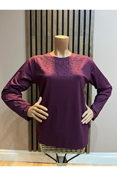 AKMAVİ Women's Middle Age and Above Round Viscose Necklace Embroidered Checke...