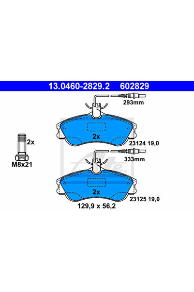 Ate Σετ τακάκια φρένων, δισκόφρενα 13.0460-2829.2