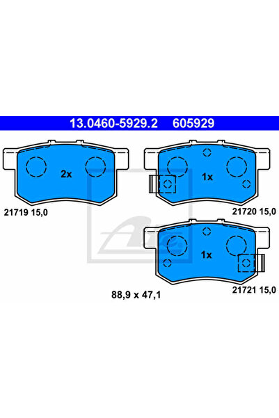 Ate Σετ τακάκια φρένων, δισκόφρενα 13.0460-5929.2