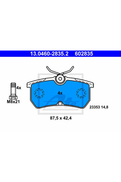 Ate Σετ τακάκια, Δισκόφρενα 13.0460-2835.2 Ford Fiesta V/Fiesta Vi/Fiesta Vi Van
