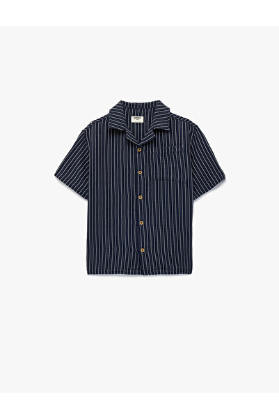 Koton Πουκάμισο Βαμβάκι με κοντό μανίκι και γιακά Με λεπτομέρεια τσέπης