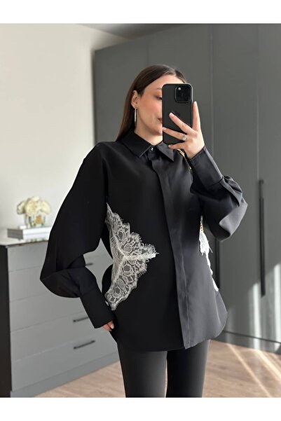 Tugen Co LACE DETAILED SHIRT