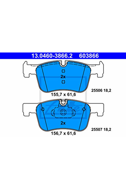 Ate Σετ τακάκια φρένων, δισκόφρενα 13.0460-3866.2