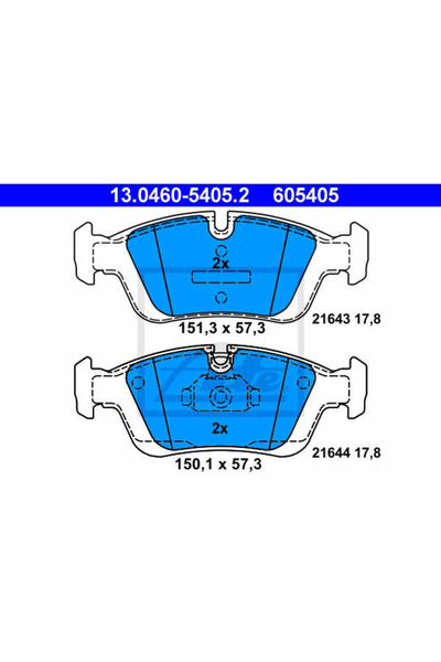 Ate Σετ τακάκια φρένων, δισκόφρενα 13.0460-5405.2
