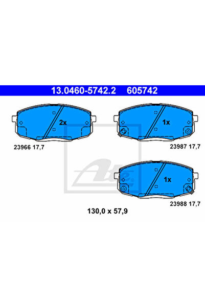 Ate Σετ Placute Frana,Frana Disc 13.0460-5742.2 Hyundai I30/I30 Combi Kia Car...