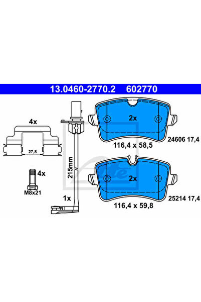 Ate Σετ τακάκια φρένων, δισκόφρενα 13.0460-2770.2