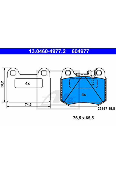 Ate Σετ τακάκια φρένων, δισκόφρενο 13.0460-4977.2 Mercedes-Benz M-Class